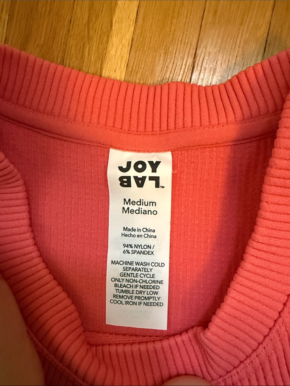 Joy Lab Ribbed Crewneck Tee - Bright Pink - Picture 2 of 4